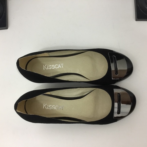 Kisscat Black Suede Low Heels, size: 240/7 - Picture 7 of 8